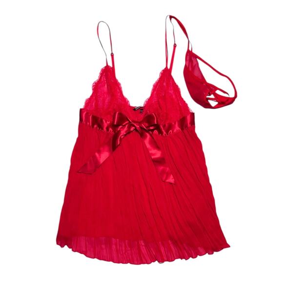Victoria's Secret Pleated Babydoll Set Lipstick Red Size Large - Picture 1 of 3